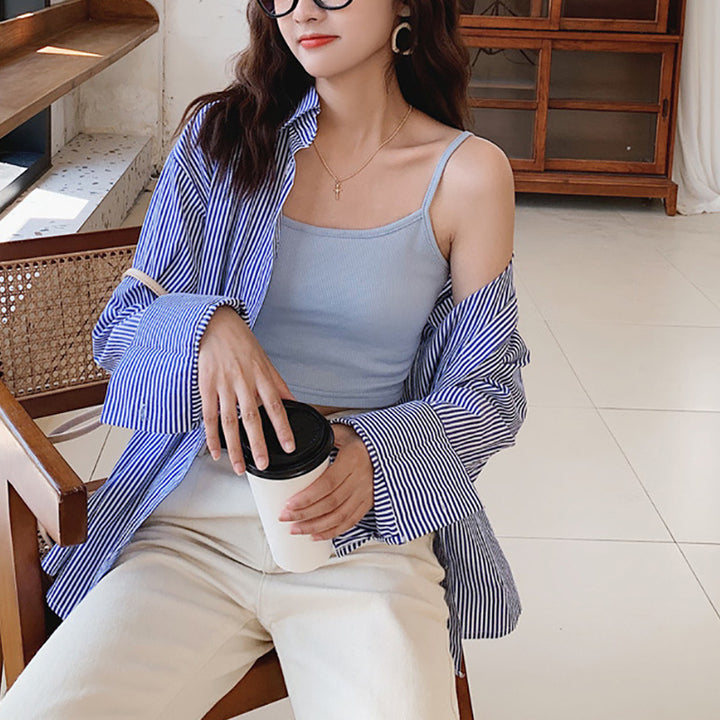 Damen Cropped Top mit schmalen Trägern und elastischem Schnitt