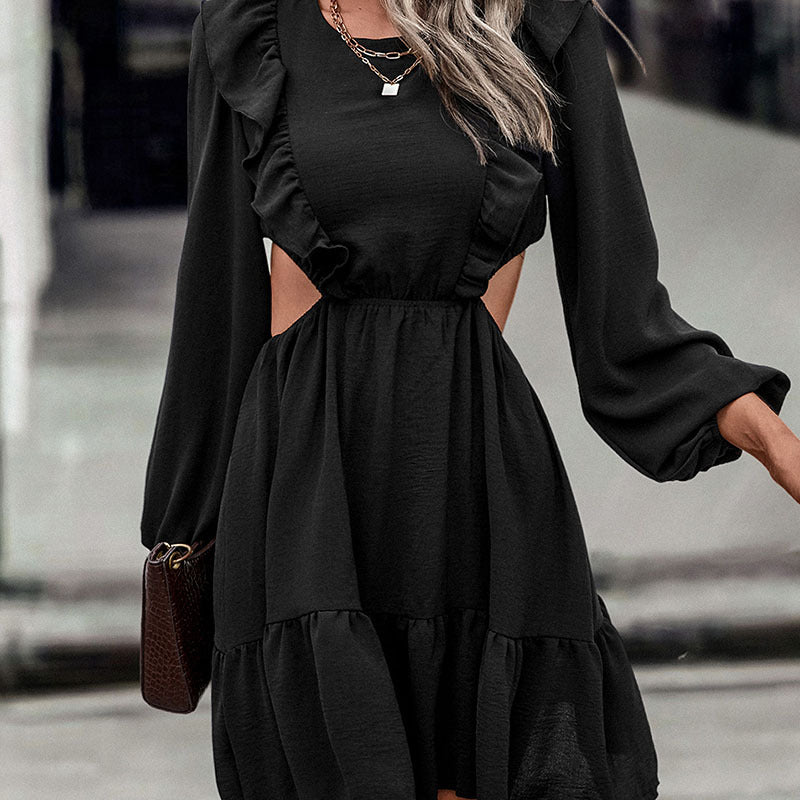 Damen Stilvolles Wickelkleid mit Rüschendetails Drune