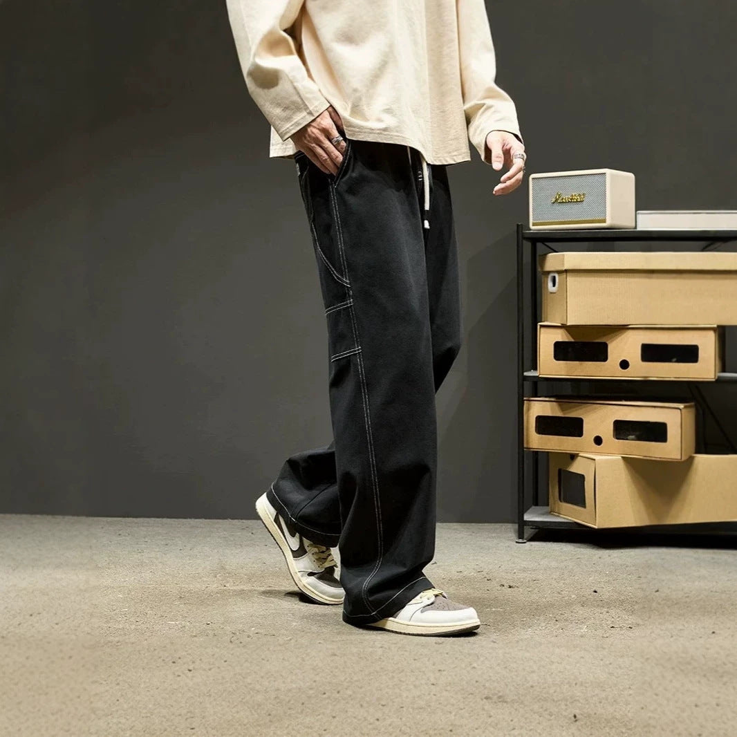 Herren Modische Cargo-Hose mit weiten Beinen Drune