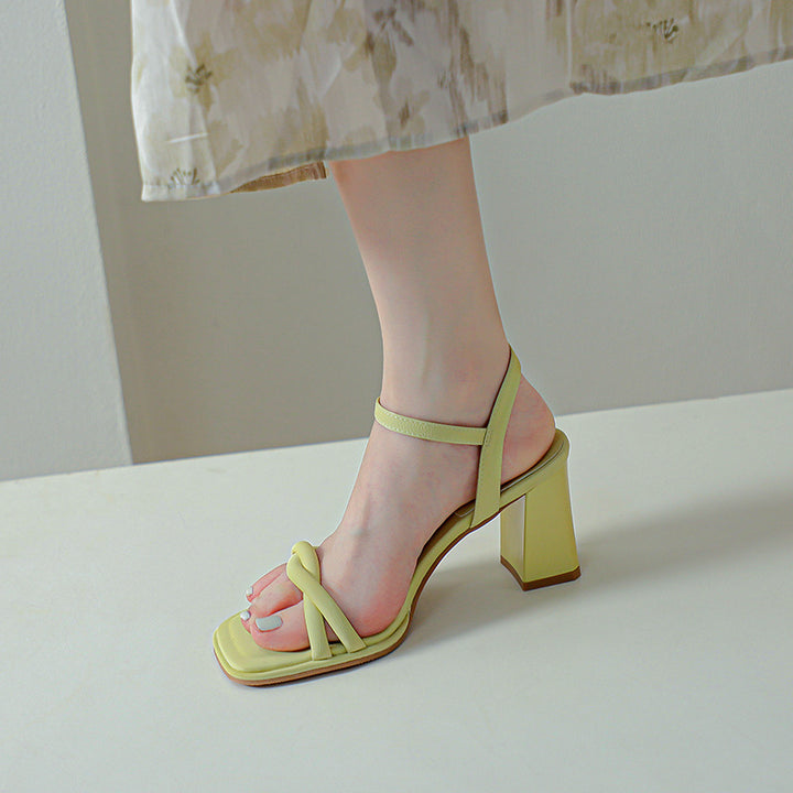 Damen Chunky Block-Absatz Riemchen Sandalen Drune