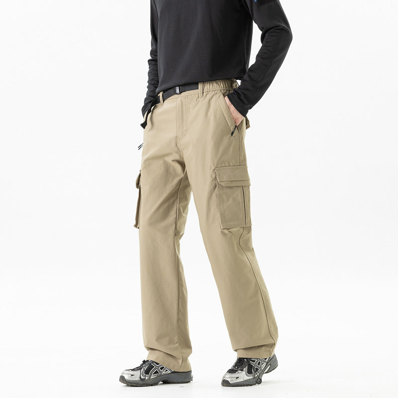 Herren Utility-Cargohose im technischen Trekking-Stil mit integriertem Gürtel und Mehrfach‑Taschen Drune