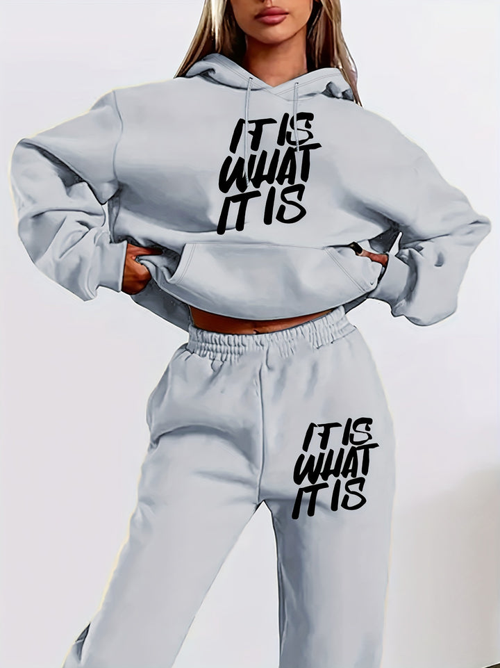 Damen Jogginganzug mit stylischem Statement-Print und lässigem Schnitt Drune