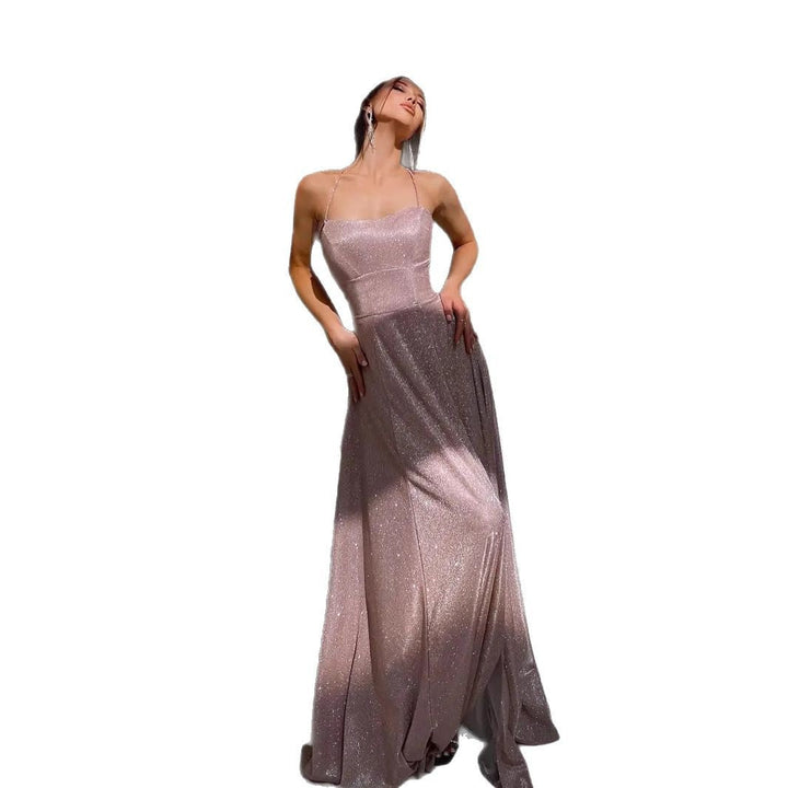 Damen Glamouröses Abendkleid mit offenem Rücken und funkelnder Stoffqualität Drune