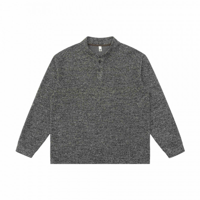 Unisex Feinstruktur-Henley-Strickpullover mit Raglanärmeln und Relaxed-Schnitt Drune