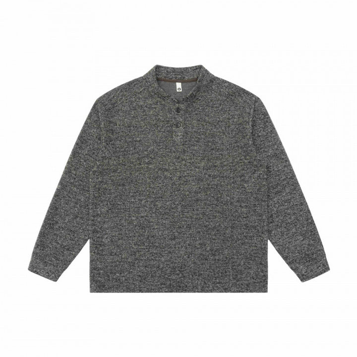 Unisex Feinstruktur-Henley-Strickpullover mit Raglanärmeln und Relaxed-Schnitt Drune