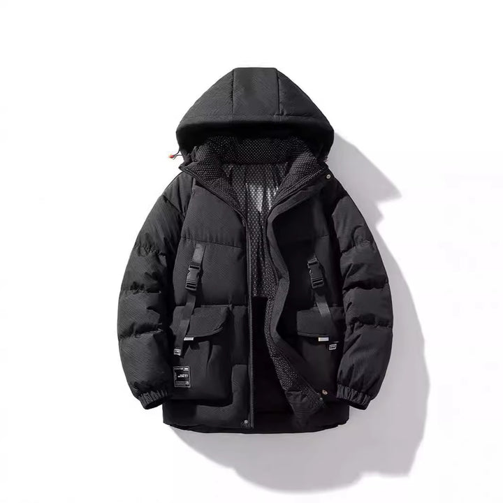 Herren Stepp-Winterjacke mit Kapuze und Printdetails Drune