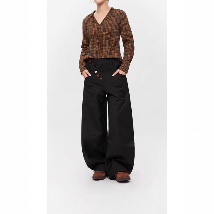 Damen Modische Weitbein-Hose Drune