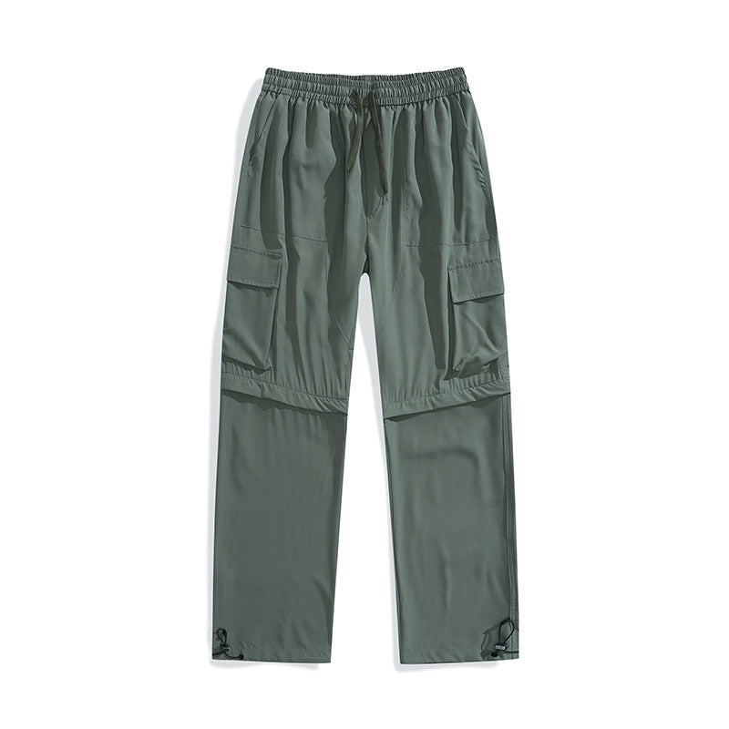 Herren wandelbare Cargo-Zip-Hose mit abnehmbaren Oberschenkeln, großformatigen Pattentaschen und elastischem Kordelbund Drune