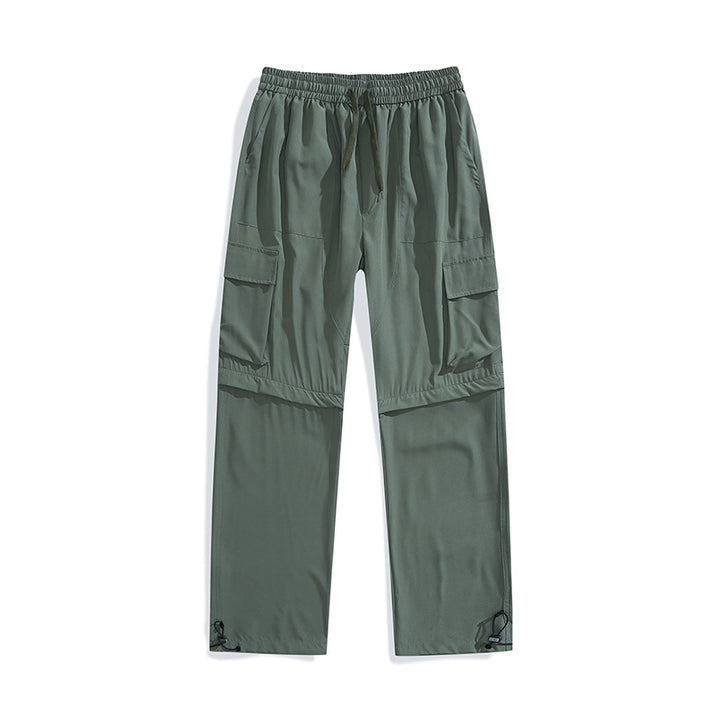 Herren wandelbare Cargo-Zip-Hose mit abnehmbaren Oberschenkeln, großformatigen Pattentaschen und elastischem Kordelbund Drune