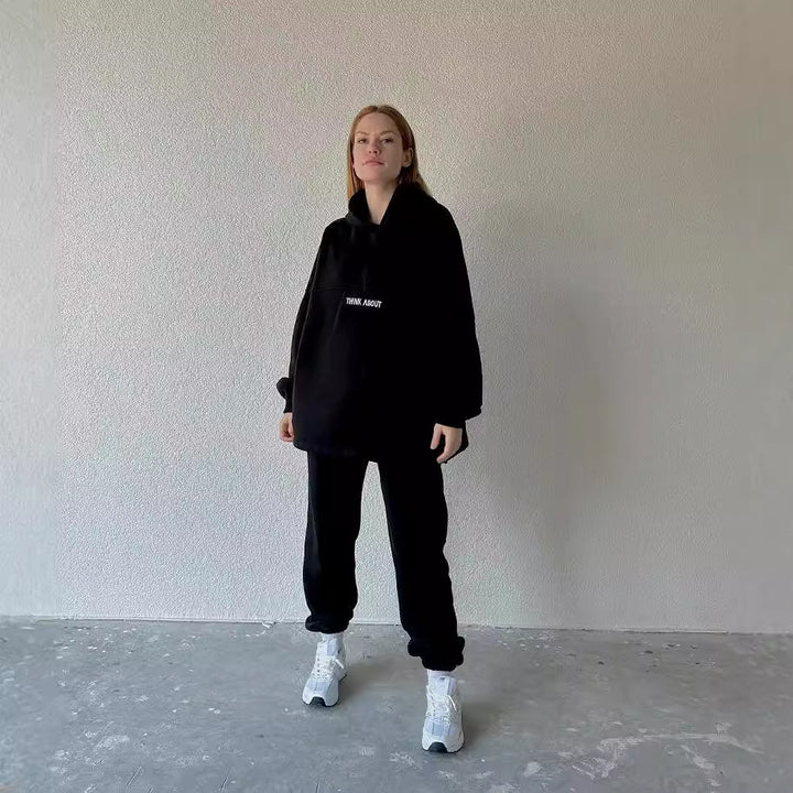 Damen bequemer Hoodie mit weitem Schnitt und praktischen Kängurutaschen Drune