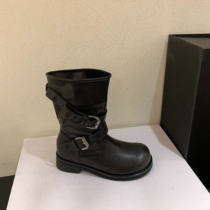 Damen Modische Stiefeletten mit Buckle-Details Drune