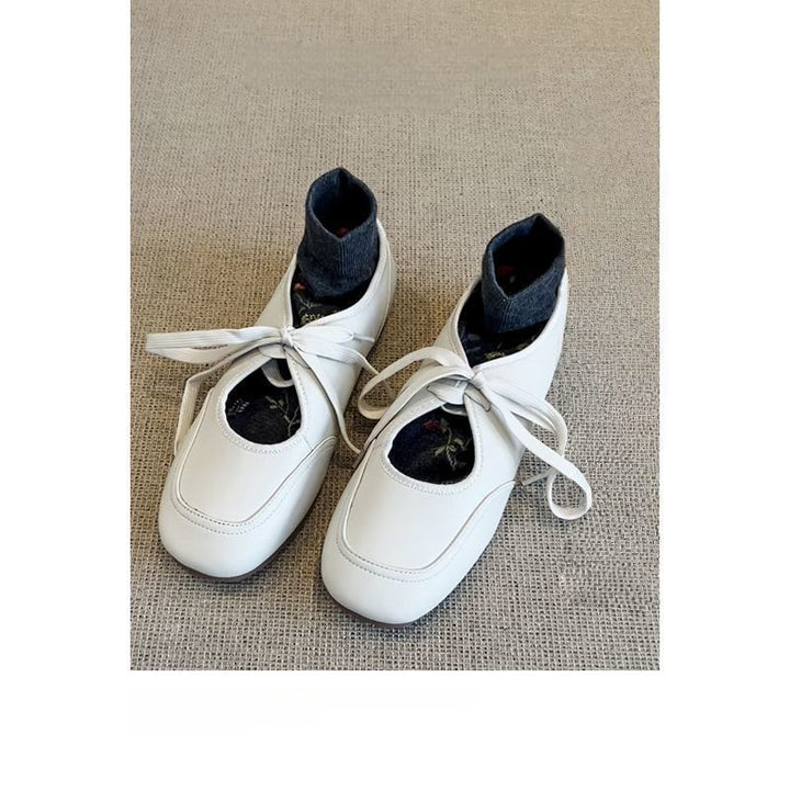 Damen Bequeme Schnürer im Retro‑Ballerina‑Look mit verstecktem Keil und Komfortfußbett Drune