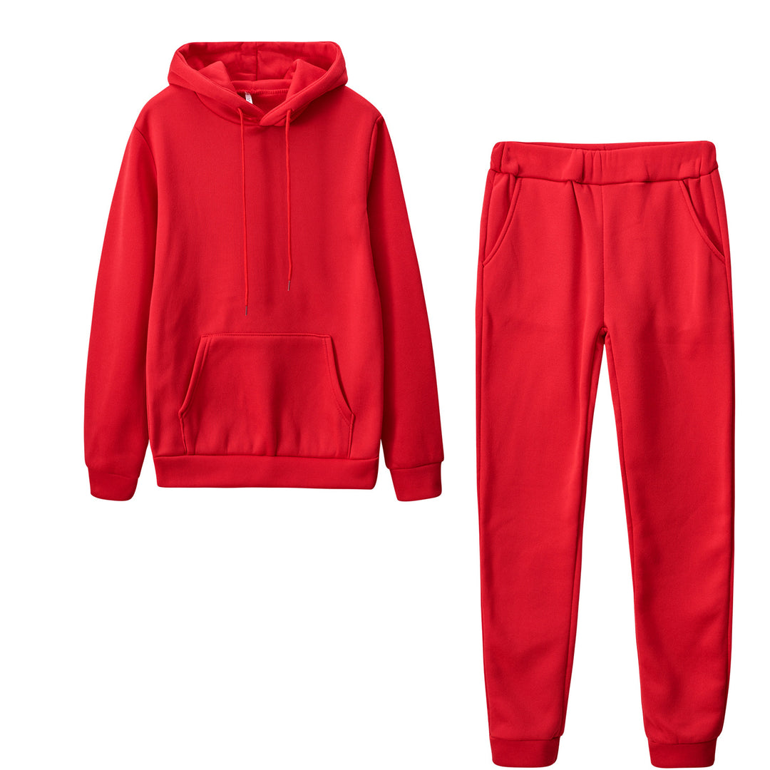 Damen nan Cozy-Loungewear-Set mit oversized Hoodie, Kängurutasche und schmaler Highwaist-Jogginghose Drune