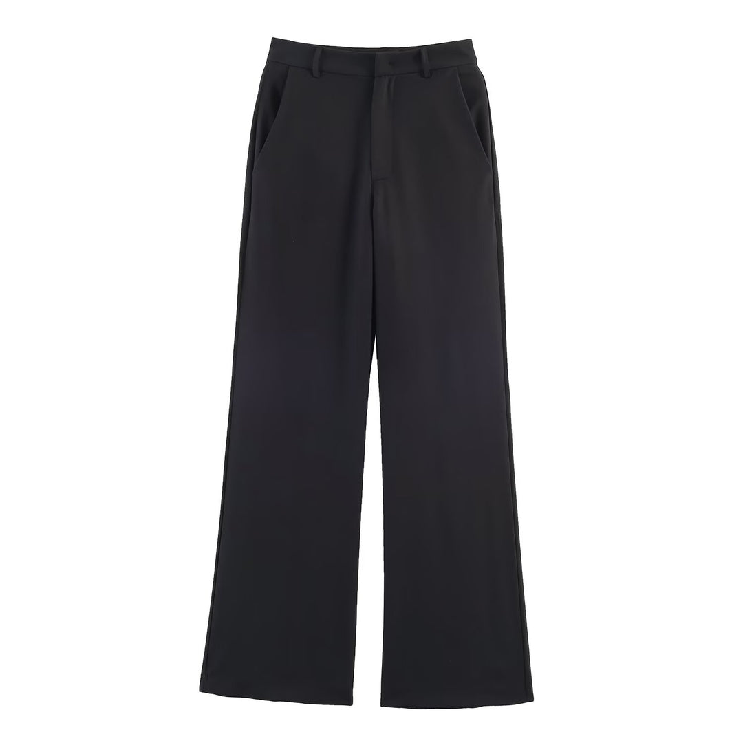 Damen Weite Tailored-Hose mit hoher Taille, Bügelfalte und Eingrifftaschen Drune