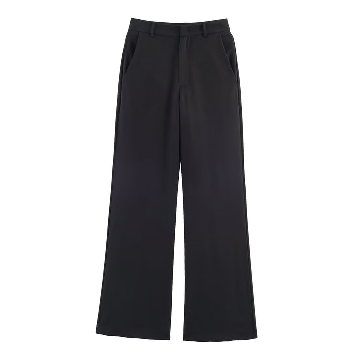 Damen Weite Tailored-Hose mit hoher Taille, Bügelfalte und Eingrifftaschen Drune