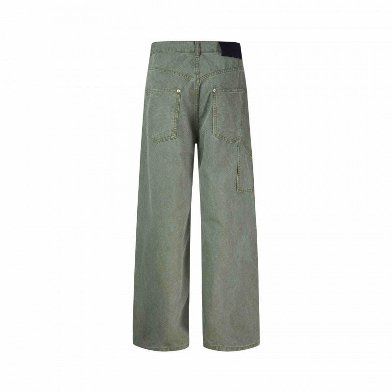 Damen Weite High-Waist-Hose mit asymmetrischer Knopfblende und aufgesetzten Taschen Drune