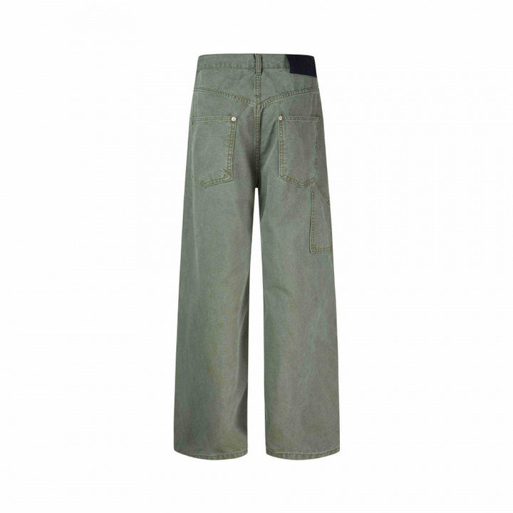 Damen Weite High-Waist-Hose mit asymmetrischer Knopfblende und aufgesetzten Taschen Drune