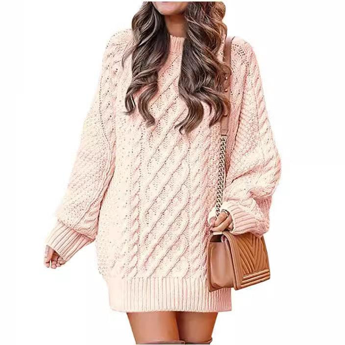 Damen Oversize-Strickpullover mit Zopfmuster Drune