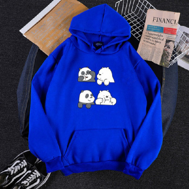 Unisex nan Kapuzenpullover mit niedlichem Comic-Tierprint, Kängurutasche und weichem Fleece-Innenfutter Drune