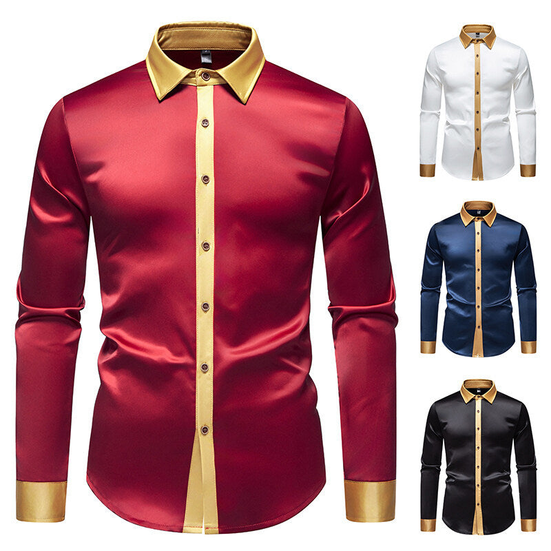 Herren Langarm-Hemd mit modernen Satin-Details Drune