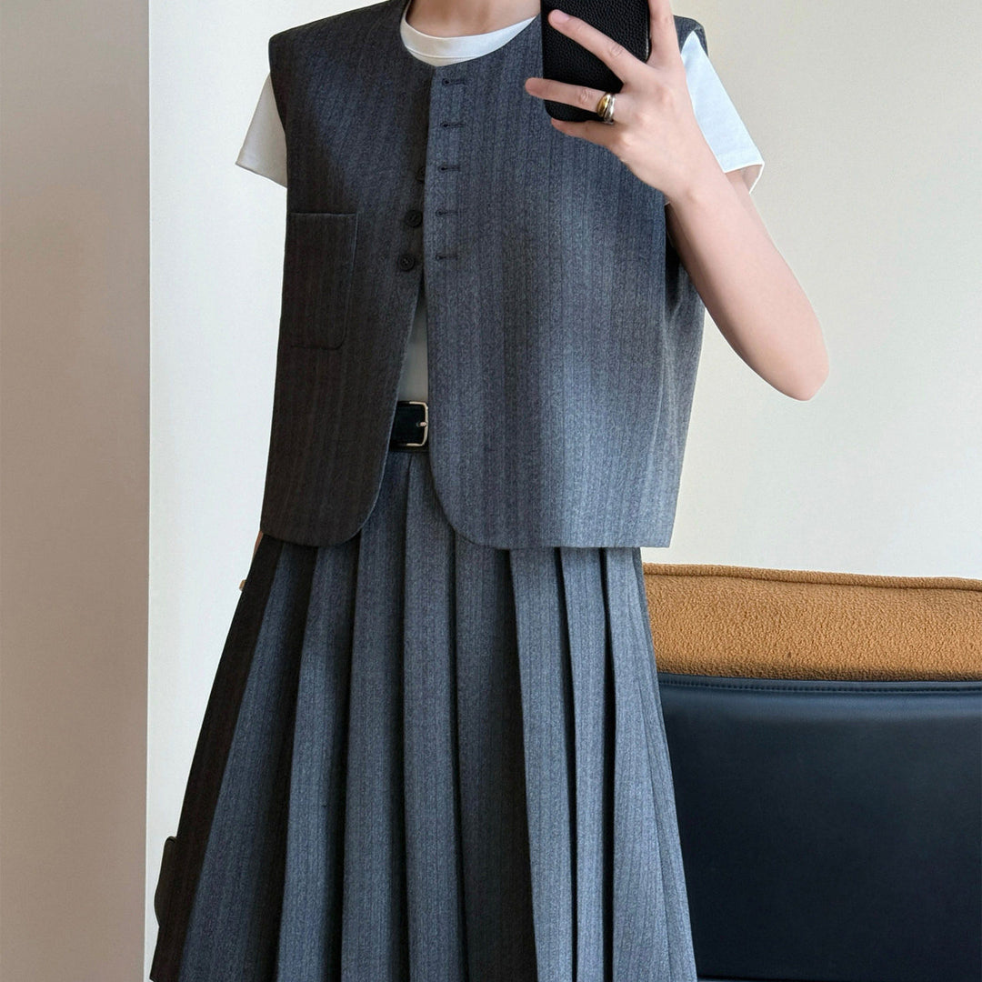 Damen Elegante Blazer-Weste mit gestreiftem Design Drune