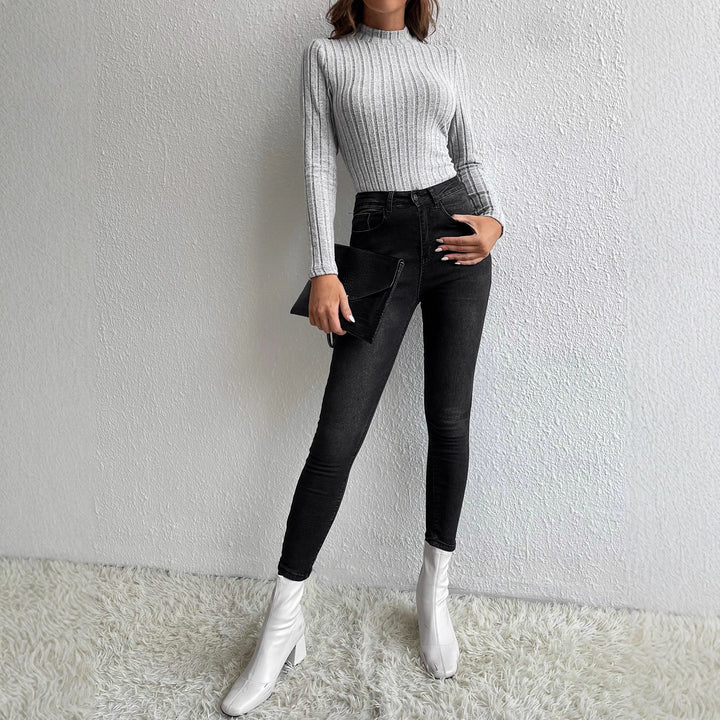 Damen Langarm Shirt mit Rippendesign Drune