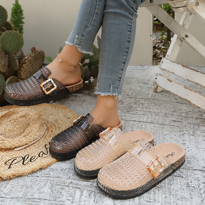 Damen Modische und luftige Clogs mit transparentem Design Drune