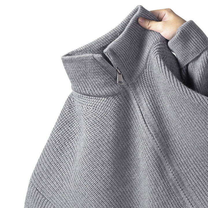 Herren Stylische Strickjacke mit hohem Kragen und Reißverschluss Drune