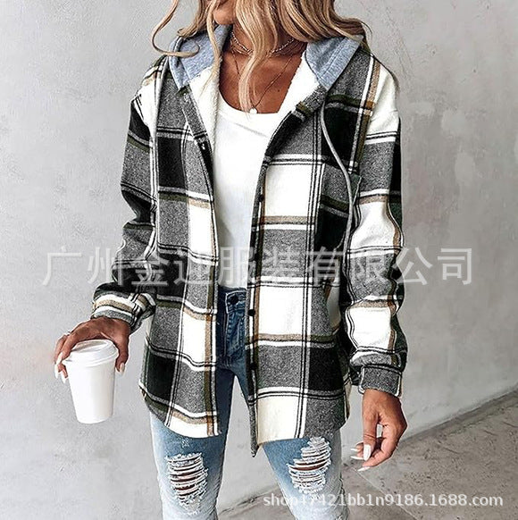 Damen Kapuzencardigan mit Streifen und Druckknopfblende Drune