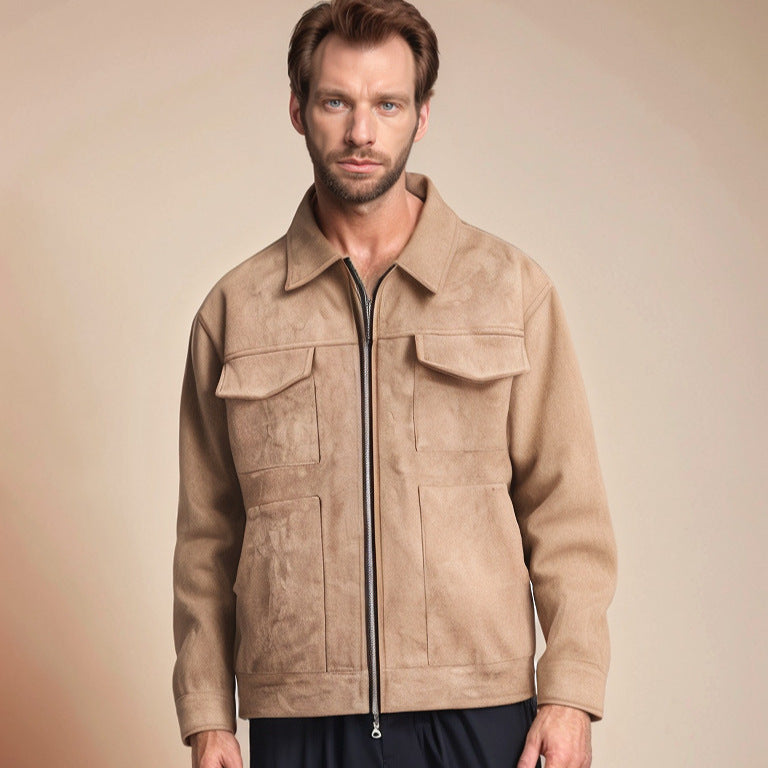 Herren modische Jacke mit praktischen aufgesetzten Taschen und Reißverschluss Drune