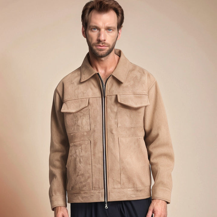 Herren modische Jacke mit praktischen aufgesetzten Taschen und Reißverschluss Drune