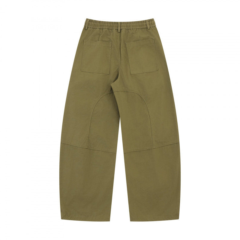 Unisex Weite Utility-Cargo-Hose aus Baumwollmix mit Tunnelzugbund, großen Aufgesetzten Taschen und ballonförmiger Silhouette Drune