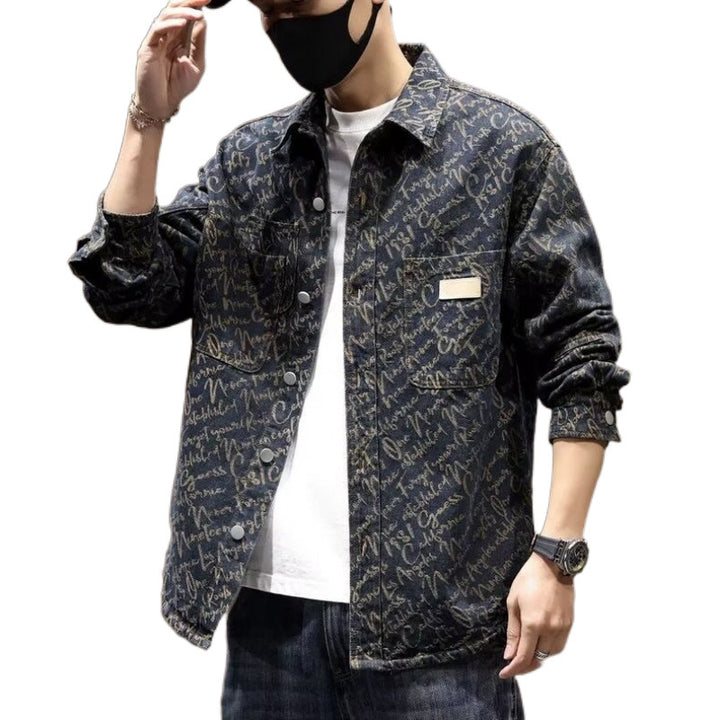 Herren Modische Denimjacke mit grafischem Muster Drune