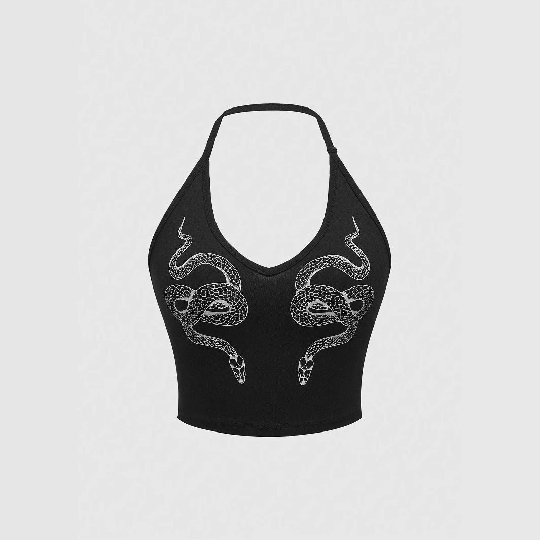 Damen Crop Top mit Schlangendesign Drune