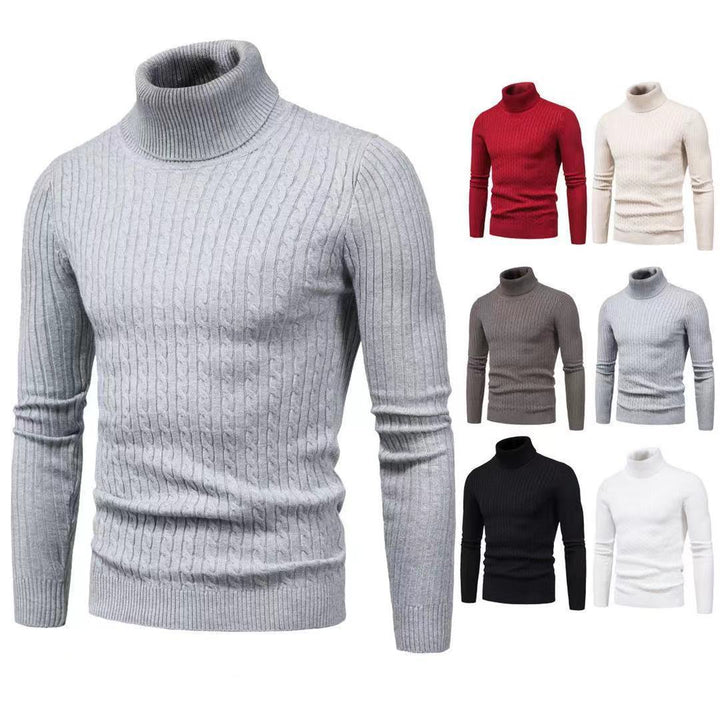 Herren nan schlanker Rollkragenpullover mit Zopfstruktur, feinem Rippstrick und elastischen Bündchen Drune