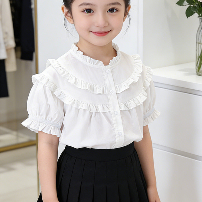 Mädchen Rüschenbluse mit elegantem Kragen Drune
