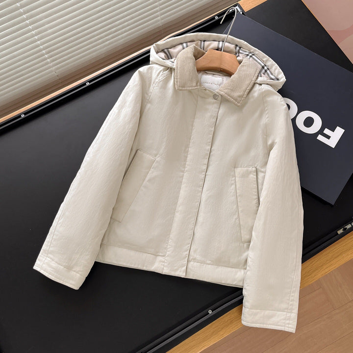 Damen modische und funktionale Kurzjacke mit Kapuze Drune