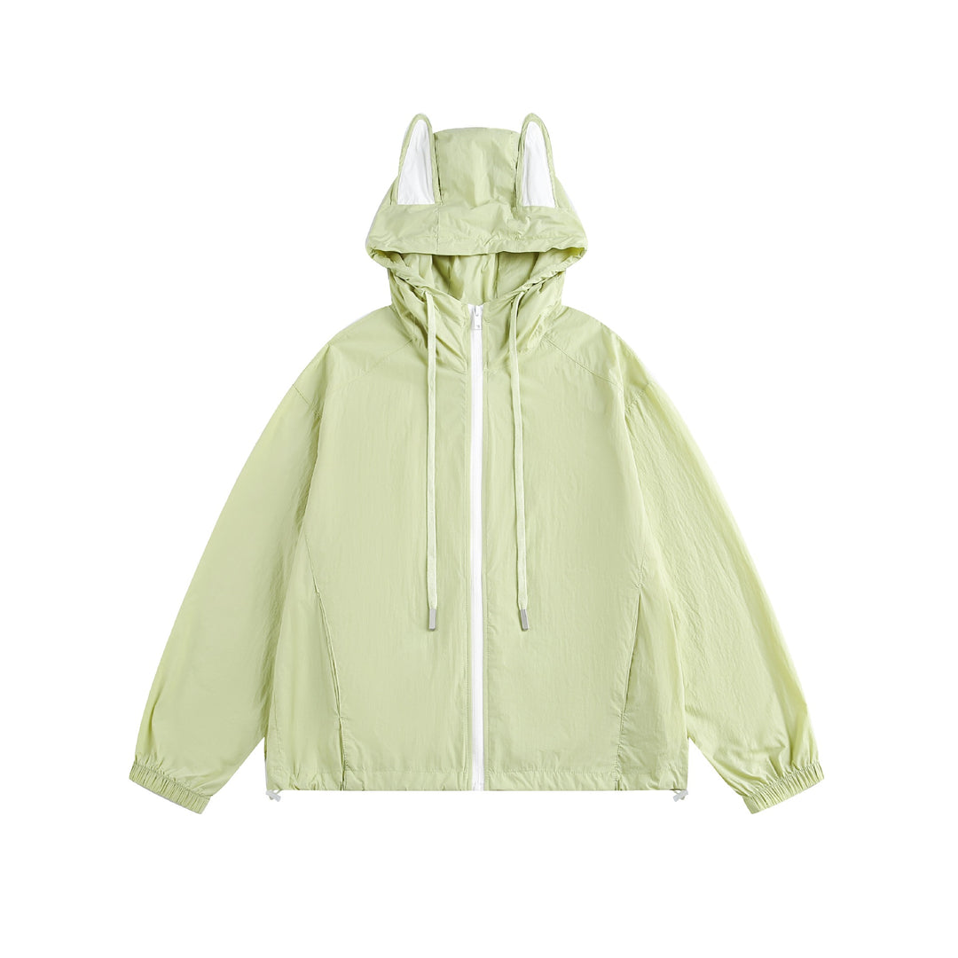 Damen Leichter Kapuzen-Anorak mit Ohrenapplikation und Tunnelzug Drune