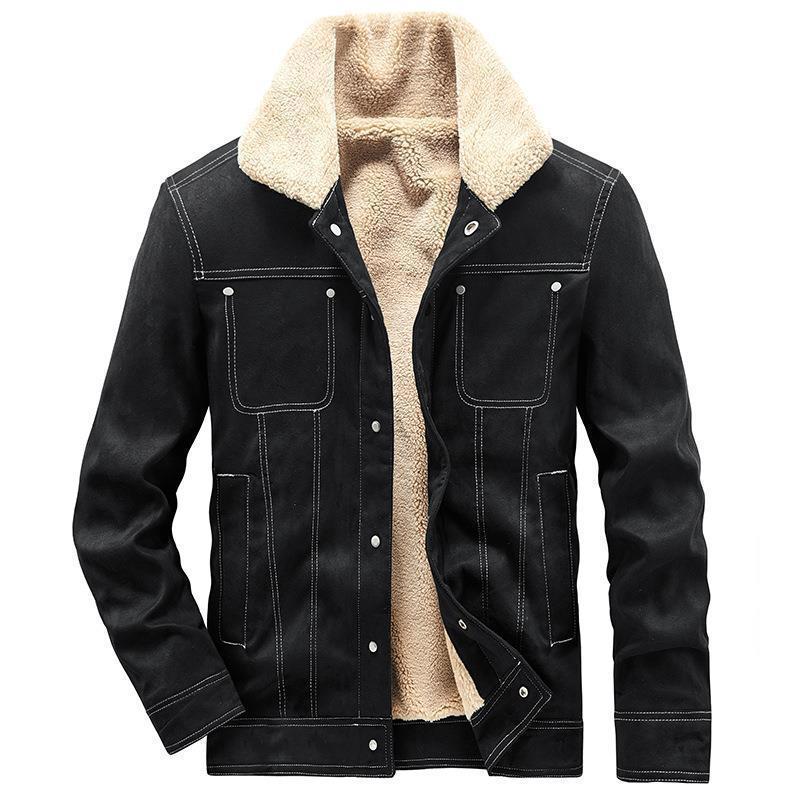 Herren Wildlederoptik Truckerjacke mit Teddyfutter Drune