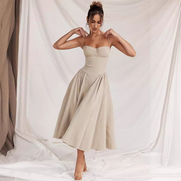 Damen Midi-Kleid mit elegantem Schnitt und komfortablen Trägern Drune
