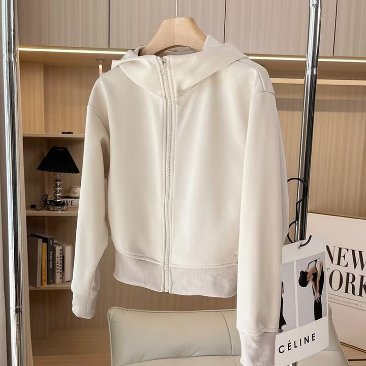 Damen bequeme Kapuzenjacke mit innovativem Reißverschluss Drune