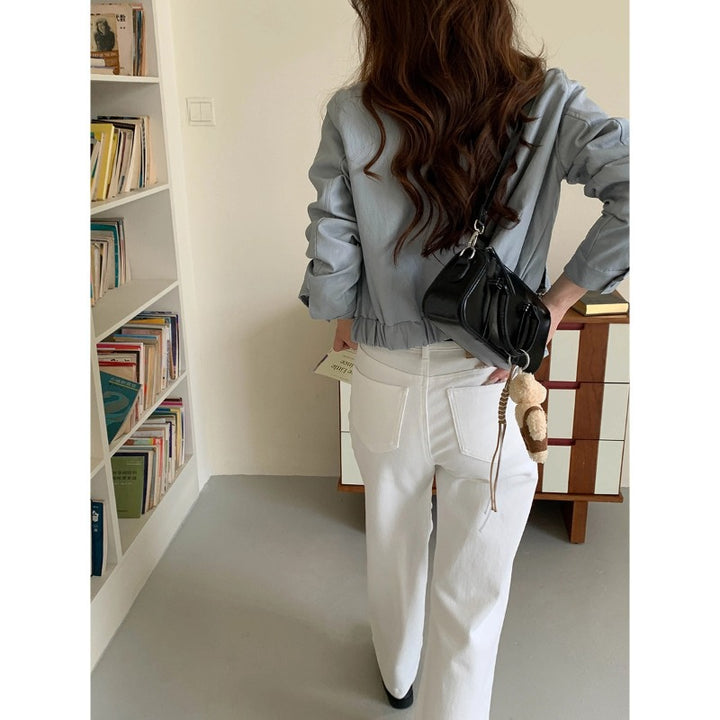 Damen weite Jeans mit hohem Bund Drune