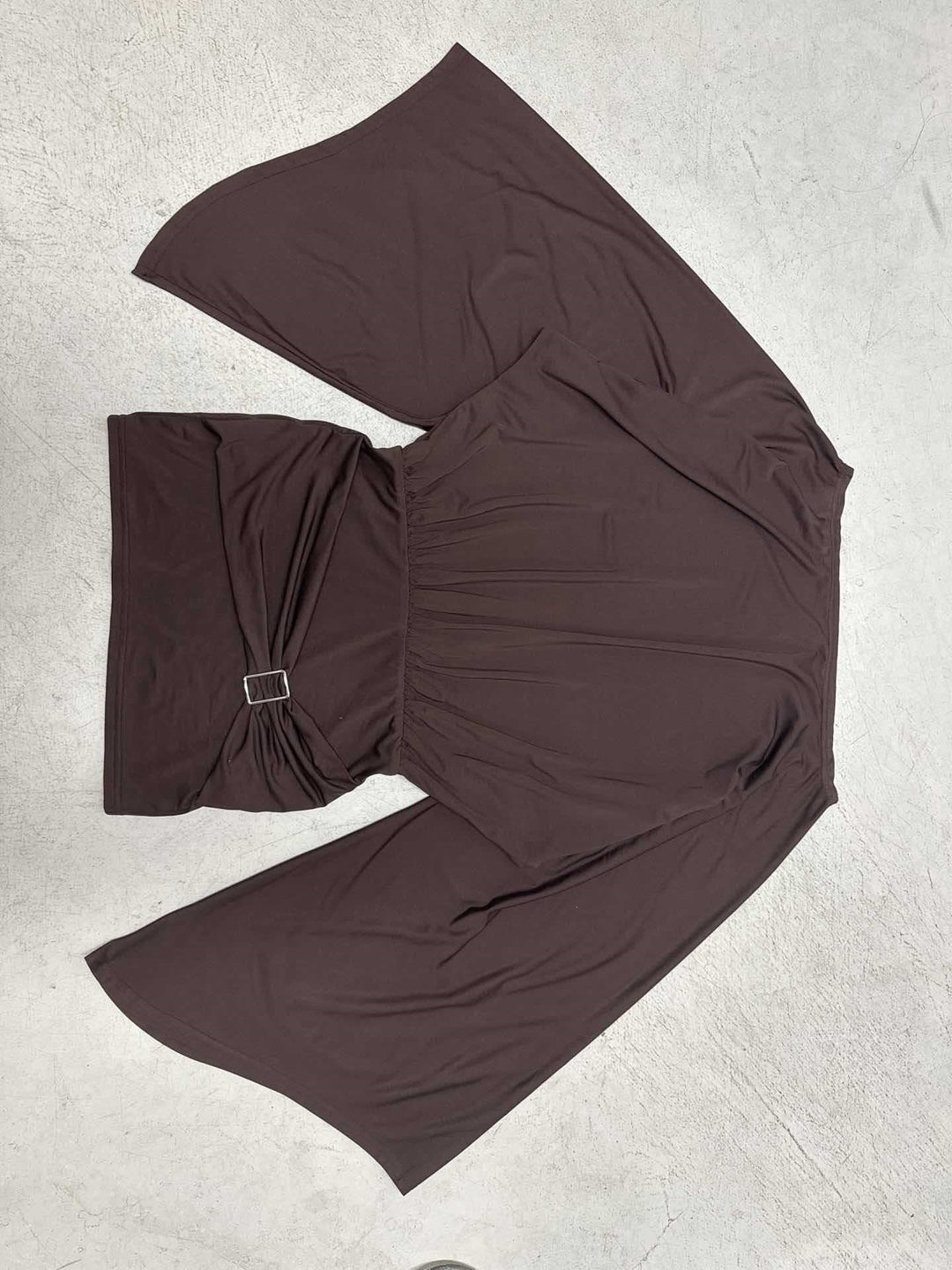 Damen Asymmetrisches Drapiertes One-Shoulder-Top mit Wasserfallärmeln und Taillengürtel Drune