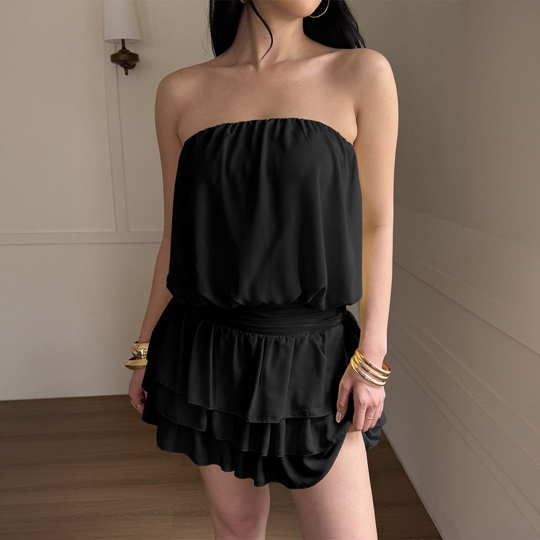 Damen Voluminöses Minikleid mit Rüschendetails Drune