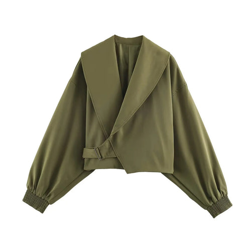 Damen nan kurze Oversize Jacke mit großem Schalkragen und Ballonärmeln Drune