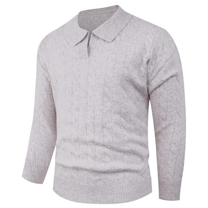 Herren nan Kabelstrick-Polo mit Polokragen und gerippten Bündchen aus feinem Wollmix Drune