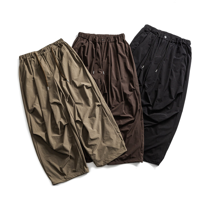 Damen Weite Cropped-Cargo-Culotte mit Tunnelzugbund und Falten-Detail Drune