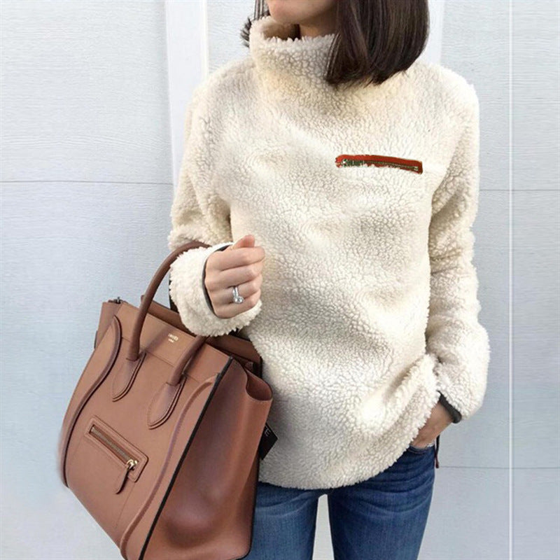 Damen Fleece-Pullover mit hohem Kragen und femininer Passform Drune