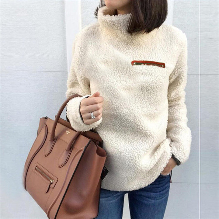 Damen Fleece-Pullover mit hohem Kragen und femininer Passform Drune