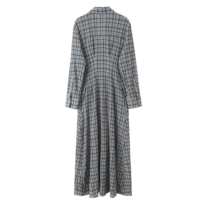 Damen Maxikleid im Hemdblusenstil mit durchgehender Knopfleiste und taillierter Faltenpartie Drune